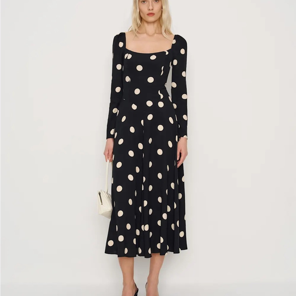 Reformation Rinna Dress in Moon Dot Polka Dots - Picture 1 of 3
